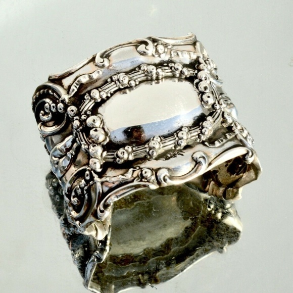 Antique Tiffany Cir.19th C Sterling Silver Cuff Bracelet Cherub Putti 925 Rare - Picture 5 of 13